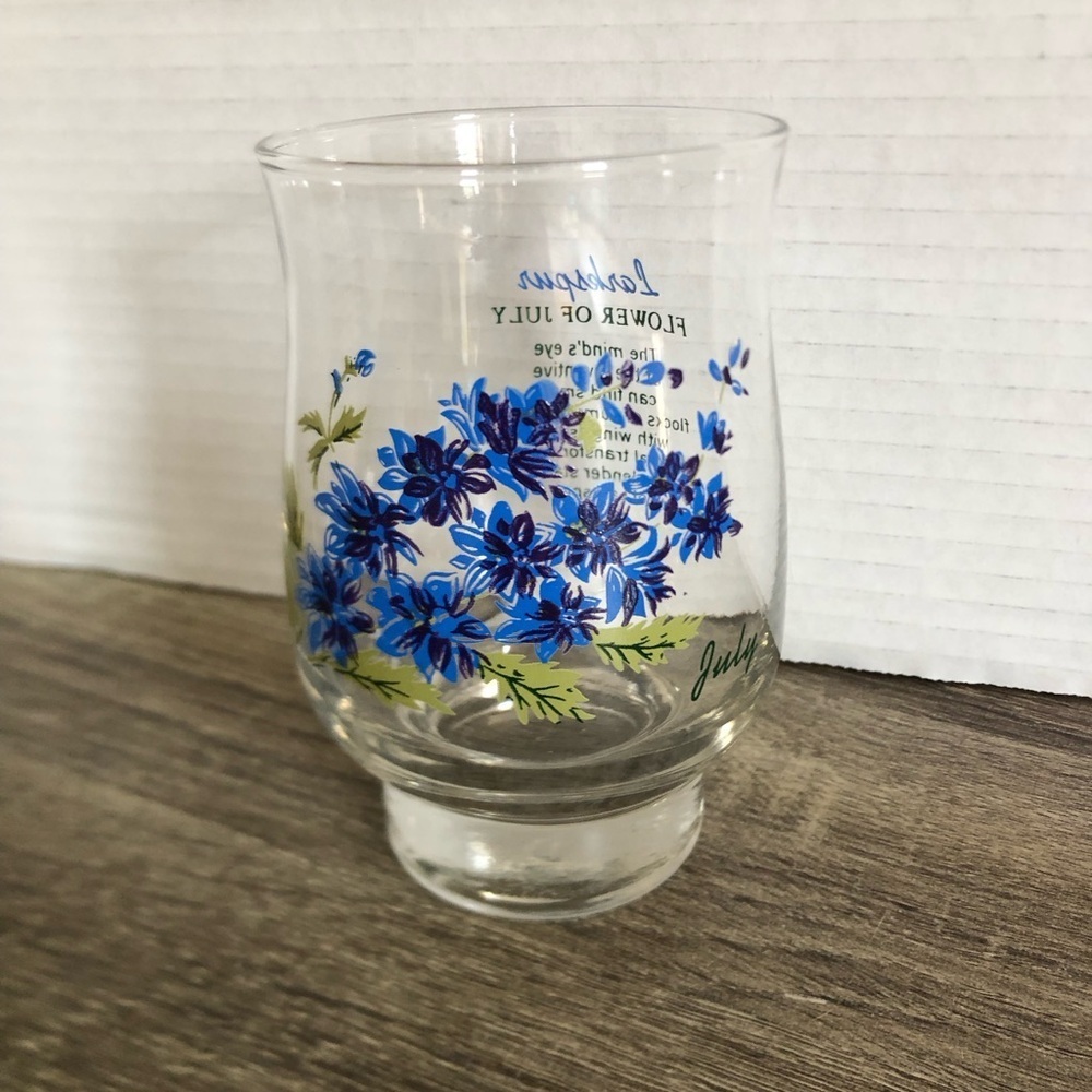 Vtg Dominion Glass July Flower of the Month Glass